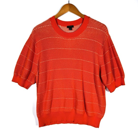 Ann Taylor Factory Sweaters - Ann Taylor Factory Sweater Womens XL Orange Knit Short Sleeve Cozy Spring